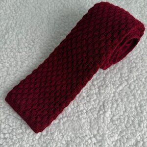 Italian Square Tip Knit Necktie Deep Red Polidori Roma Tie